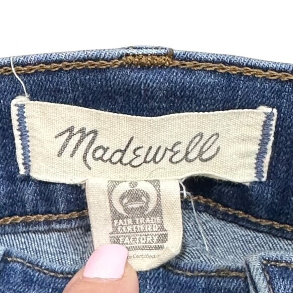 Madewell Stovepipe Denim Jeans Size 24P Raw Hem High‎ Waisted Medium Wash - Picture 7 of 10